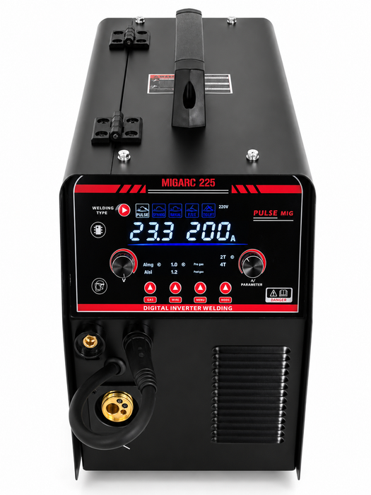 Pinnacle MIGARC 225 Pulse MIG Welder 200A 220V | Aluminium Pulse MIG, MIG, Gasless, MMA & Lift TIG Inverter Welder with Teflon Liner
