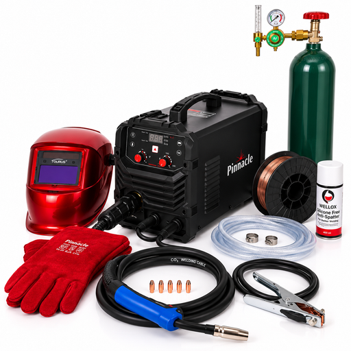 Pinnacle MIGARC 195 MIG welder combo kit with CO₂ bottle and welding accessories