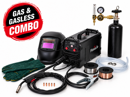 Pinnacle MIGARC 165 Gas & Gasless MIG Welder Combo Kit with 2kg CO₂ Cylinder, Flowmeter, Welding Helmet & Accessories