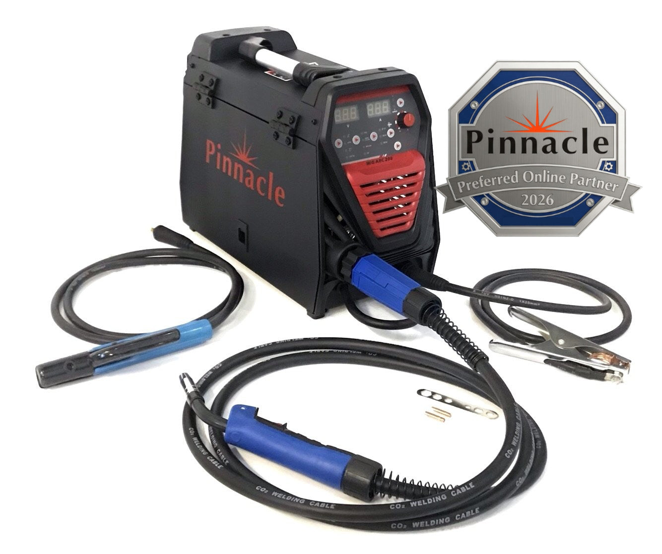 Pinnacle MIGARC 200 digital multi process welding machine with synergic control panel, MB15 torch, and inverter technology – 220V MIG/MMA/Lift TIG welder for workshop and mobile use