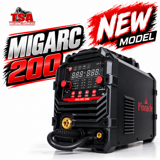 Pinnacle MIGARC 200 LCD Digital MIG Welder 200A – Gas & Gasless MIG, MMA & Lift TIG