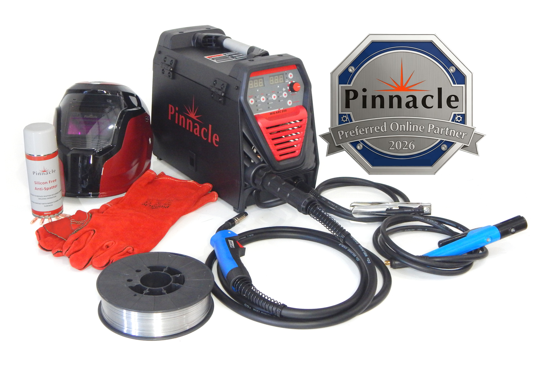 Pinnacle MIGARC 200 Gasless Welding Machine Combo – 220V Digital Multi Process MIG/MMA/Lift TIG Kit