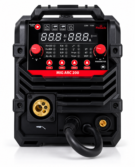 Pinnacle MIGARC 200 LCD Digital MIG Welder 200A – Gas & Gasless MIG, MMA & Lift TIG