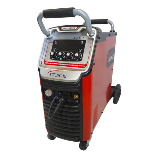 TAURUS MIG/MMA 300TD Compact Welder – 380V multi process MIG welding machine with digital controls, wire feeder, and industrial trolley