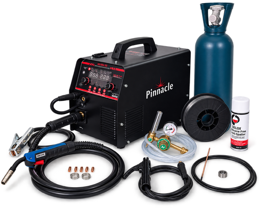 Pinnacle MIGARC 225 Pulse MIG Welder Aluminium Welding Combo – 200A MIG/MMA Welder with 10L Argon Cylinder, 4043 Aluminium Wire & Accessories