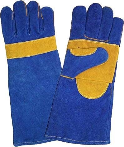 Gloves 8" Blue Lined Yellow Palm - Kevlar Stitching - TSA Welding Supplies